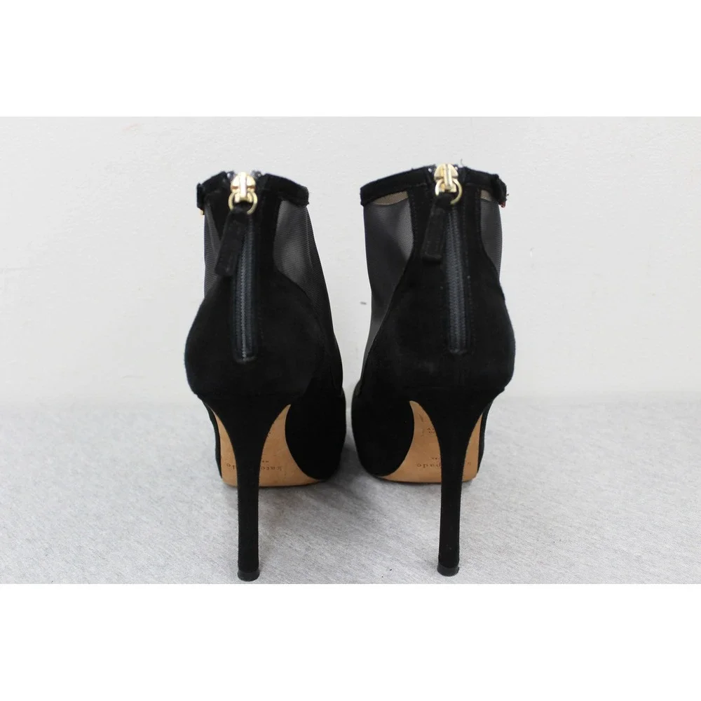 Kate Spade Booties Womens 7B Black Suede Mesh Platform Stiletto Heel Italy